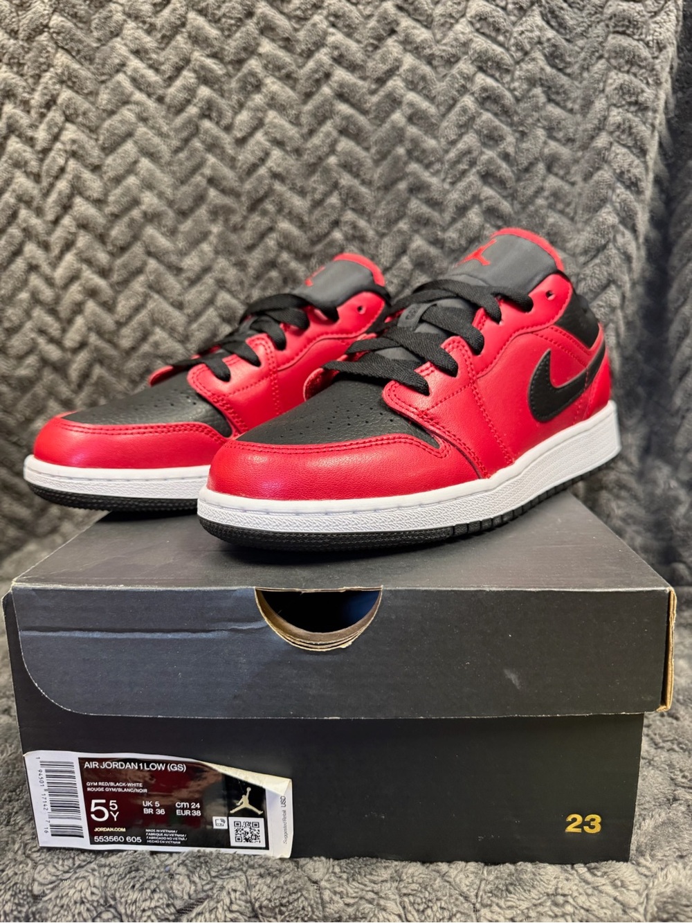 Nike Air Jordan 1 Low Gum Red Black Pebbled